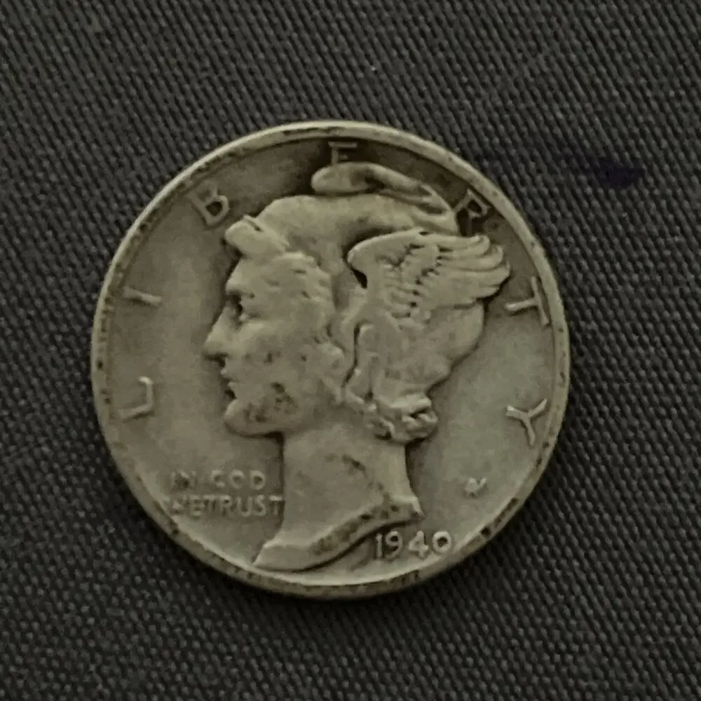 4 US Coin 1937,1936,1939,1940 Mercury .10Ten Cent Dime 90% Silver Circulated